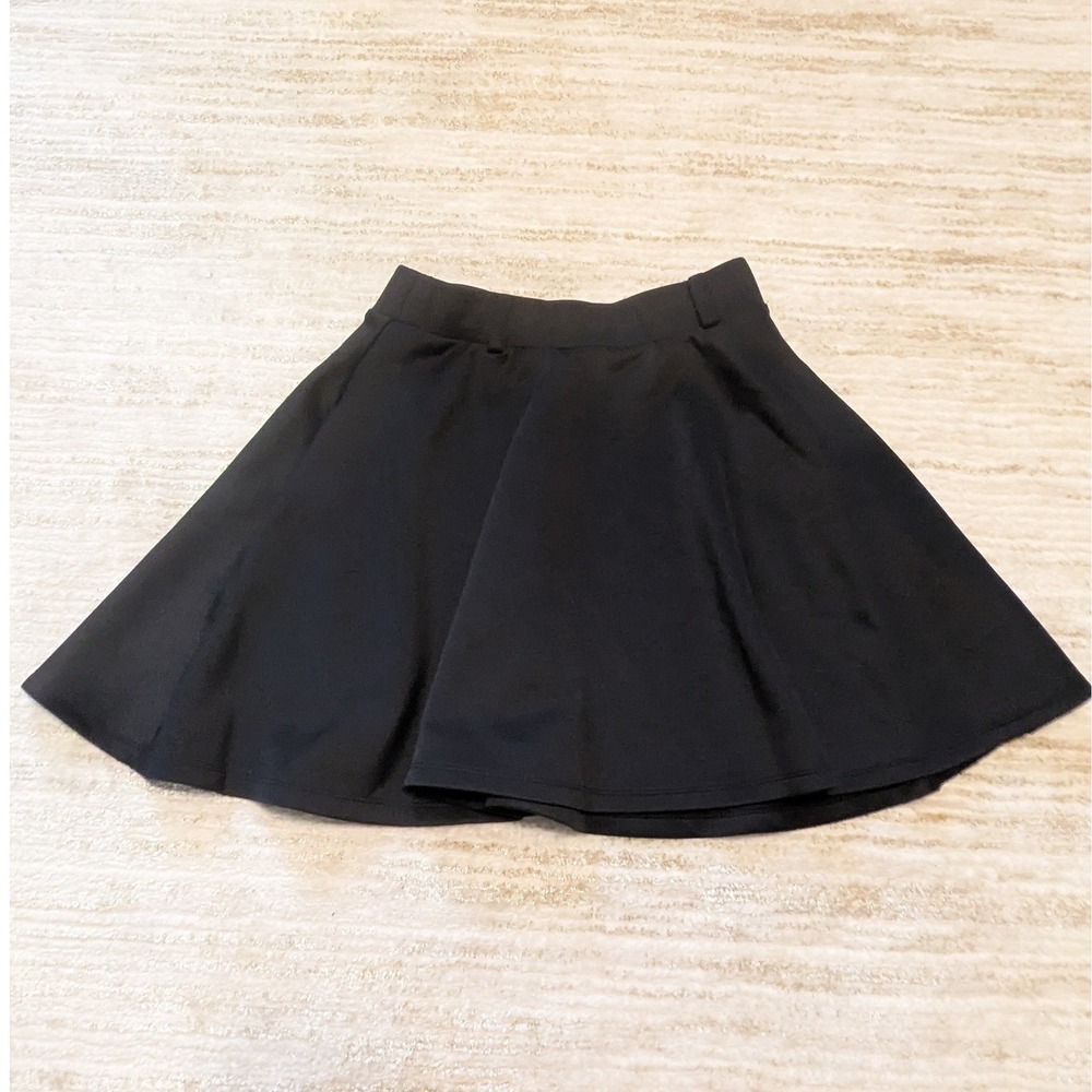 Hot Topic Skater Skirt Sz S Black Flared Mini Elastic Waist Goth Emo Scene Girl